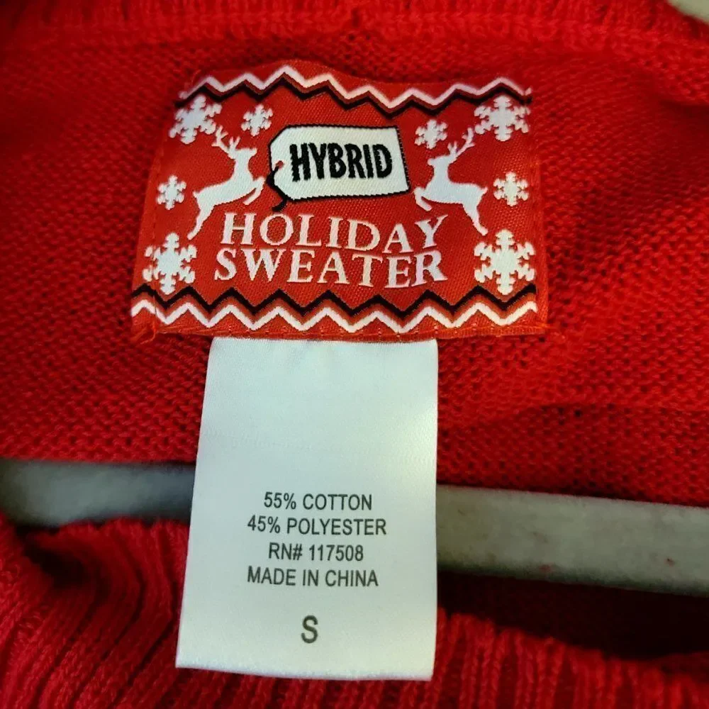 Hybrid Apparel Mens Red Holiday Ugly Christmas Turtleneck Pullover Sweater Small